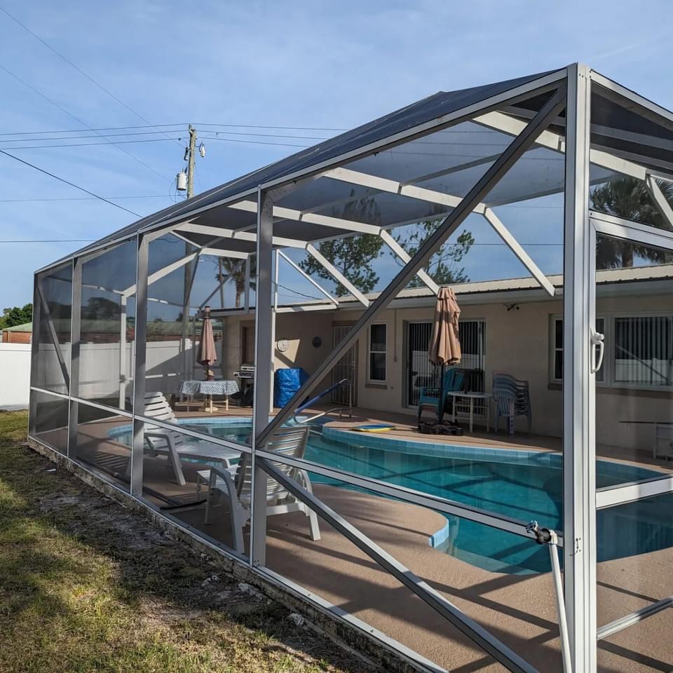 Pool cage, cleaning in Sarasota.