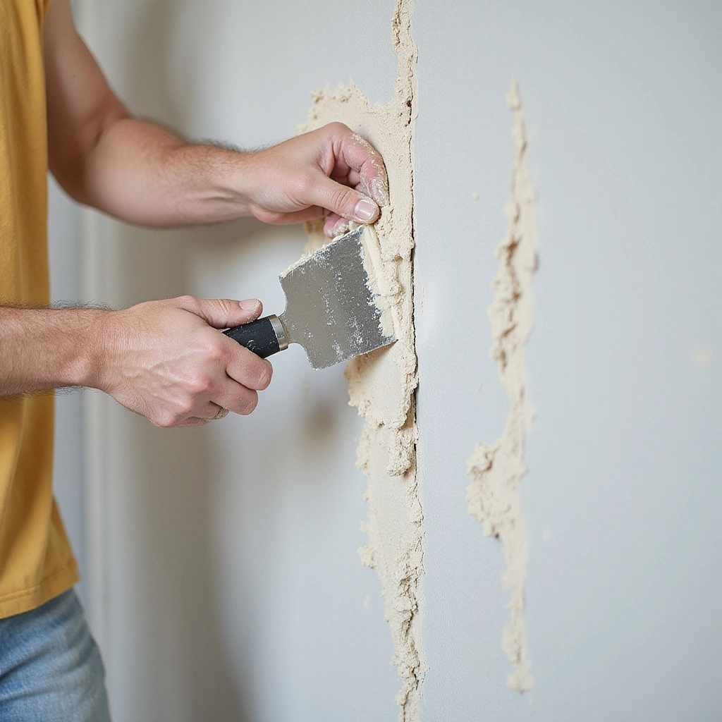 Completed drywall repair blended into a freshly painted wall