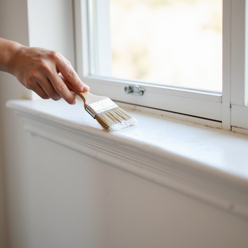 Painter applying a smooth fresh coat to detailed interior trim