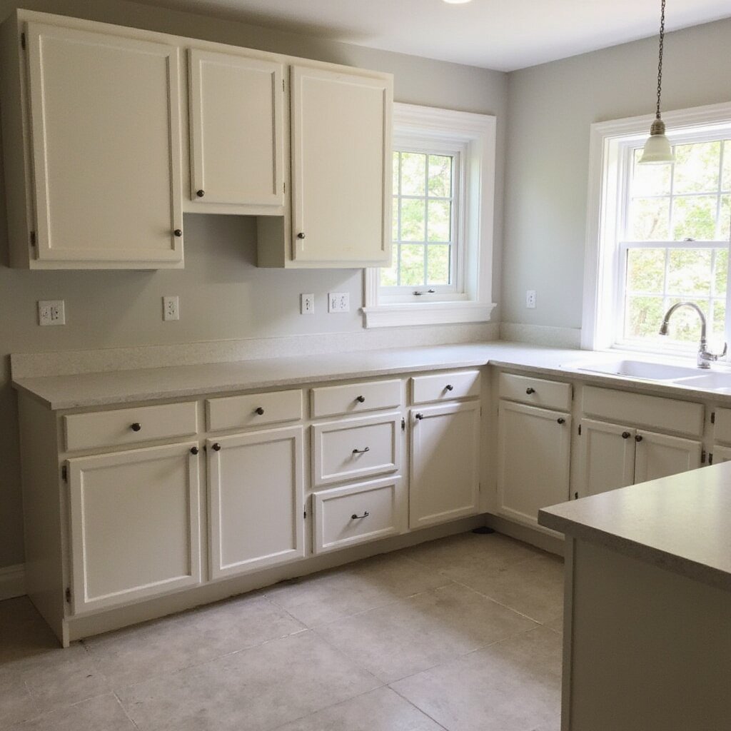 Prepared cabinet doors ready for professional painting