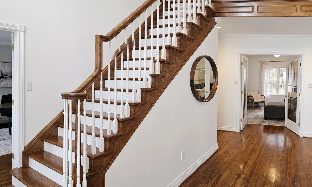 Interior staircase and entry after painting